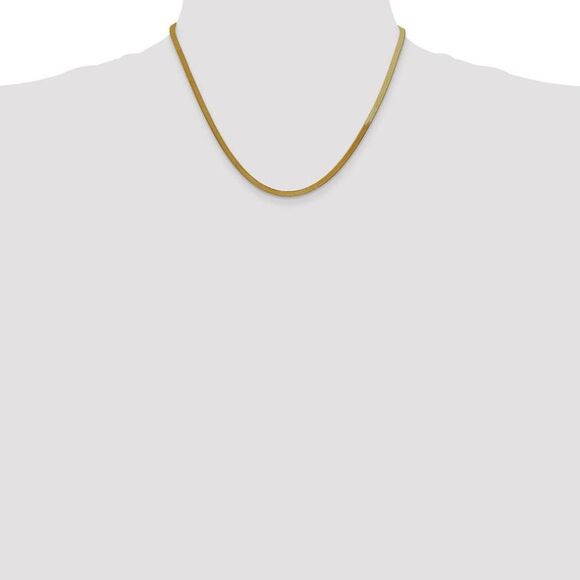 3mm, 14k Yellow Gold, Solid Herringbone Chain Necklace, 18 Inch - Picture 2 of 8